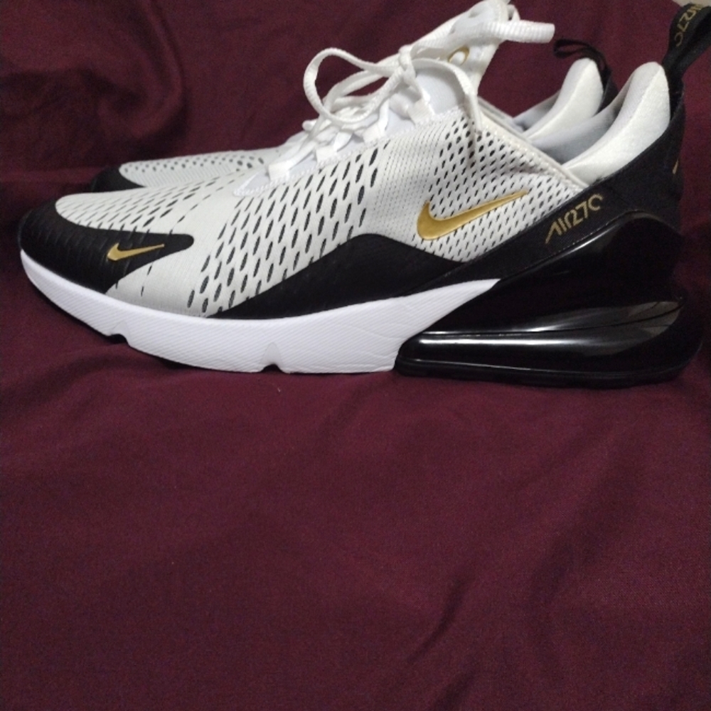 Nike Air Max 270 White Metallic Gold Black size 13 mens